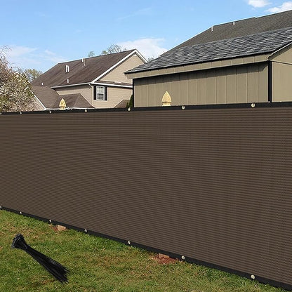 ECOOPTS 4'x146' Privacy Fence Screen Windscreen with Copper Grommets, Fit for Commercial Fence and Residential Garden Outdoor 90% UV Blockage, Cable Zip Ties Included (Brown)