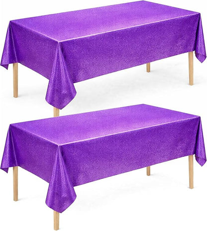 Purple Birthday Decorations - 2 Pack Laser Purple Tablecloth for K‑Style Demon Music Theme Birthday Decorations - Pink Party Decor for Korean Pop,Iridescent Party Decorations for Bachelorette Bridal