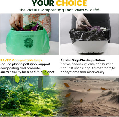 Compost Bags 1.3 Gallon,150 Count,Compostable Small Trash Bags for Kitchen Countertop Compost Bin 0.75, 1,1.2, 1.3Gallon,ASTM D6400, US BPI and Europe OK compost HOME certified