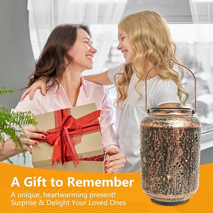 HUMIIEYE Solar Lantern Outdoor Dandelion Garden Decor, IP65 Waterproof Hanging Solar Powered Lights Birthdays Gifts for Women Mom, Metal Decorative Light for Patio Yard Lawn Porch Backyard Christmas