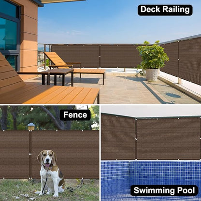 Eden's Decor Balcony Privacy Screen Brown 4'x 46' Cover Mesh Windscreen Weather-Resistant UV Protection for Backyard Deck, Patio, Balcony, Pool, Porch, Fence, Railing, Gardening