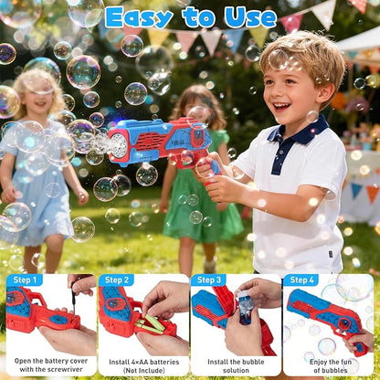 2PCS Bubble Gun for Kids, Spider Bubble Machine Gun with 4 Bubble Solution, Outdoors Toy, Easter, Halloween, Christmas, Party Favors, Birthday Gifts for Boys & Girls Ages 3 4 5 6 7 8