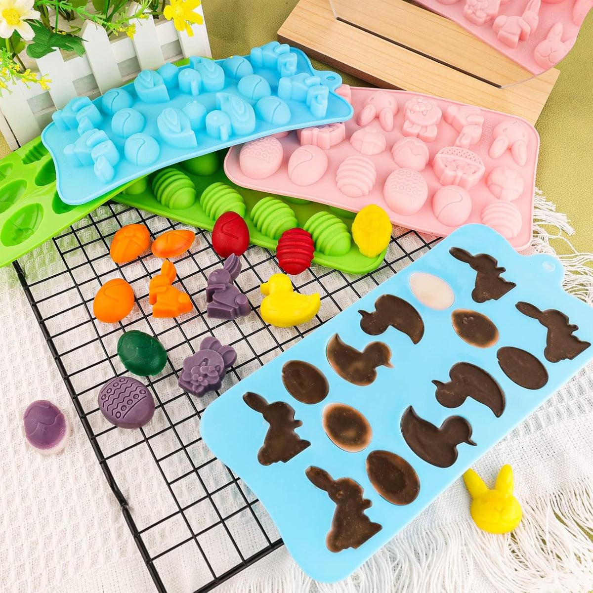 Easter Egg Silicone Mold for Chocolate 5 Packs Egg Shaped Mold Baking Pan for Easter Party Hot Chocolate Bombs Fondant Candy Jelly Dome Mousse Cake
