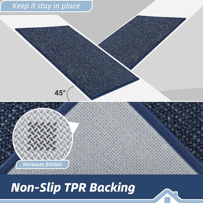 BEQHAUSE Dirt Trapper Door Mat 24" x 36", Non-Slip Washable Doormats Entrance Mat, Dirt Resistant and Absorbent Welcome Mat, Low Profile Floor Mats for Front Back Door and Entryway, Blue