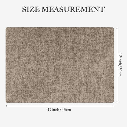 Faux Leather Heat Resistant Placemats Set of 6 – Waterproof Oilproof Wipeable Dining PU Vinyl Place Mat Easy Clean Table Mats for Kitchen/Dining/Party/Holiday, Khaki