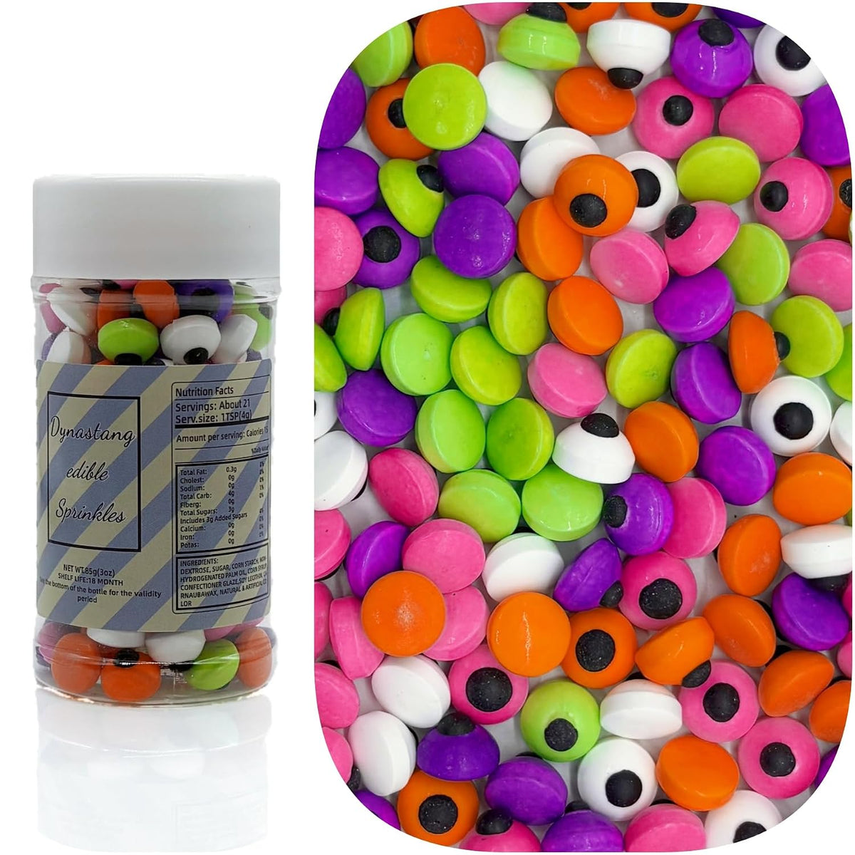 Dynastang Mixed Colour Eyes Sprinkles Halloween Edible Eyes Cake Decoration Cupcake Toppers Cookie Decorating Perfect for Cakes, Cupcakes, Desserts Toppings 3OZ