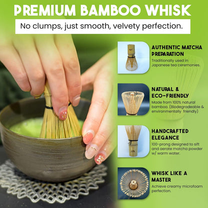 Happy Path & CO Matcha Whisks for Japanese Matcha Tea - 100 prong Bamboo & Resin Whisk for Latte, Chasen Matcha Whisk, Traditional & Modern Whisks