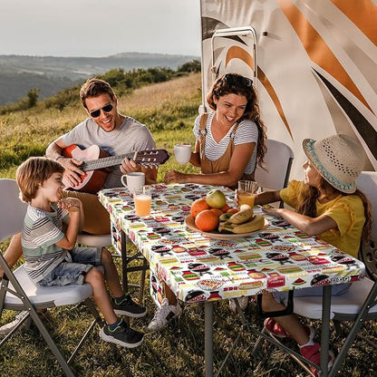 3 Piece Picnic Table Cover with Bench Covers Fitted Camping Table Cloths for 6Ft Tables Camper Travel Trailer Must Haves Motorhome Garden Tools Couple Wife Husband Boyfriend
