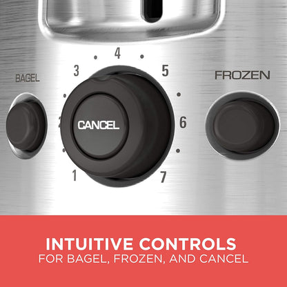 BLACK+DECKER 2-Slice Toaster, TR1278BD, Extra Wide Slots, 7 Shade Settings, 850 Watts, Frozen and Bagel Buttons