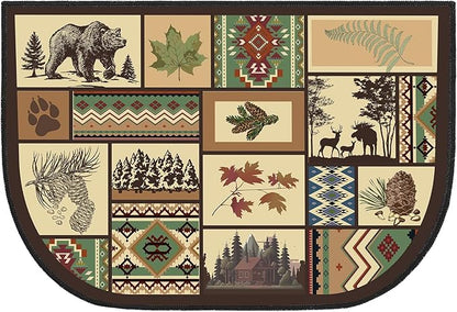 Demissle Cabin Fireplace Hearth Rug Fireplace Mats Cabin Southwestern Fireproof Rug Fire Resistant Mat for Wood Stove Floor for Kitchen Indoor Outdoor(27 x 48 Inch,Nostalgic)