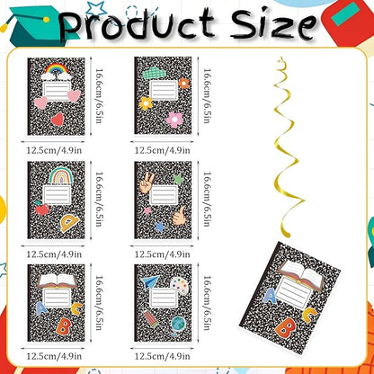Composition Notebook Hanging Swirls - 30 Pcs Composition Notebook Decorations Ceiling Streamers for School Classrooms Back to School Party Decorations