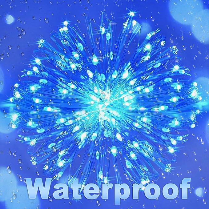 Lomotech Solar String Lights Outdoor - 2 Pack Total 66ft 200LED Solar Fairy Lights Waterproof 8 Modes Twinkle Lights for Outdoor, Patio, Garden, Yard, Party, Wedding, Tree Decoration (Blue)