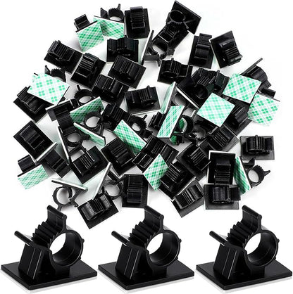 Eboot 50 Pieces Adhesive Cable Wire Clips Strong Cord Clips Wire Holders Cable Cord Straps Management Clamps Tie Holder for The Wall, Under Desk, Car, Office and Home