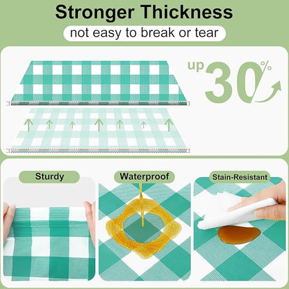Smiry 3 Pack Teal Gingham Disposable Tablecloths - 54" x 108" Heavy Duty Plastic Table Cloth, Waterproof Buffalo Plaid Table Covers for Picnic, Banquets, Outdoor Parties
