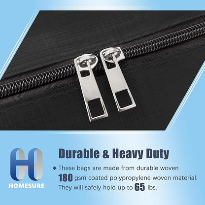 HOMESURE 12 Pack Large Strong Moving Bags with Zippers & Carrying Handles - Water-Resistant - Heavy Duty Storage Tote for Space Saving Moving Storage, Fold Flat, Alternative to Moving Box (Black)
