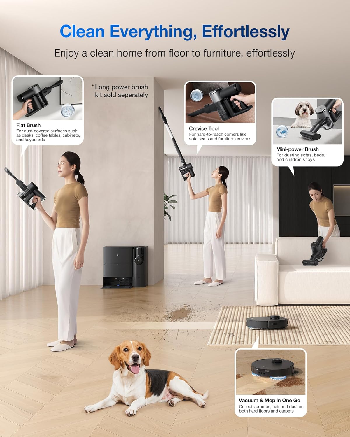 ECOVACS DEEBOT T30S Combo Robot Vacuum and Mop, All-in-One Cleaning Hub, 11000Pa, ZeroTangle Technology, TruEdge Adaptive Edge Mopping, Dual Self-Emptying, Hot Water Washing, Auto-Mop Lifting