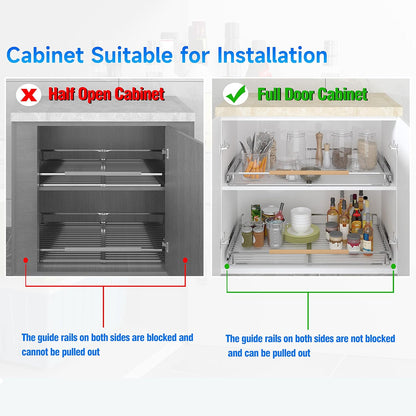 Expandable Pull Out Cabinet Organizer,12.2~17.9"W x 22.5"D Heavy Duty Slide Out Shelves Adjustable Height Cabinet Pull Out Shelves,Expandable Width Spice Rack Organizer for Kitchen Cabinet