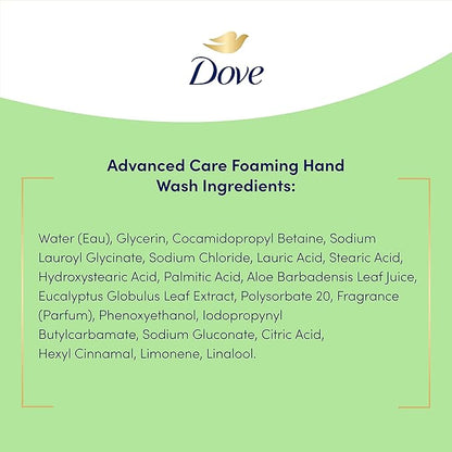 Dove Foaming Hand Wash 4 Count Aloe & Eucalyptus Protects Skin from Dryness, More Moisturizers than the Leading Ordinary Hand Soap, 10.1 oz