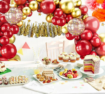 Burgundy Gold Balloons Arch Garland Kit-123Pcs Metallic Confetti Balloons for Birthdays, Anniversaries, New Years, Engagements, Weddings & Retirement Party