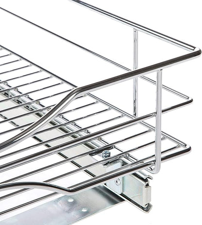 Home Zone Living Pull Out Kitchen Cabinet Organizer with Slide Out Drawer for Space Saving Storage, 17” W x 21” L