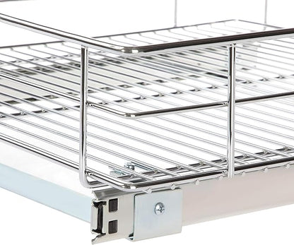 Home Zone Living Pull Out Kitchen Cabinet Organizer with Slide Out Drawer for Space Saving Storage, 20” W x 21” L