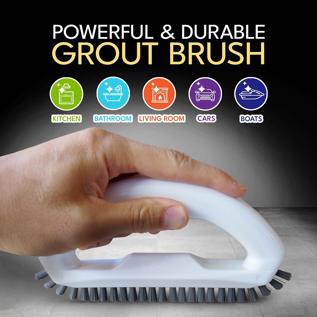 Grout Brush with Stiff Nylon Bristles, Heavy Duty Hand Grout Scrub Brush for Cleaning Baseboards, Floor, Corners, Tiles, Shower, Bath Tub, Floor