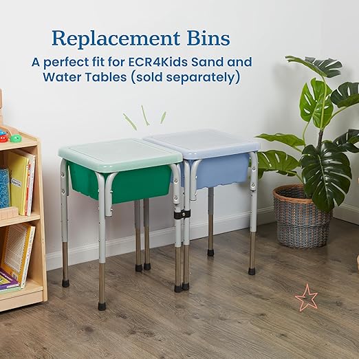 ECR4Kids Stackable Square Bins with Non-Snap Lids, Multipurpose Organization, Green, 2-Pack