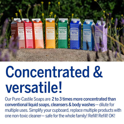 Dr. Bronner's Magic Soap-Pure-Castile Liquid Refill (Peppermint, 32 ounce, 2-Pack) - Regenerative Organic Certified Oils, For Body, Hair, Laundry, Pets & Dishes, Concentrated, Vegan, Non-GMO