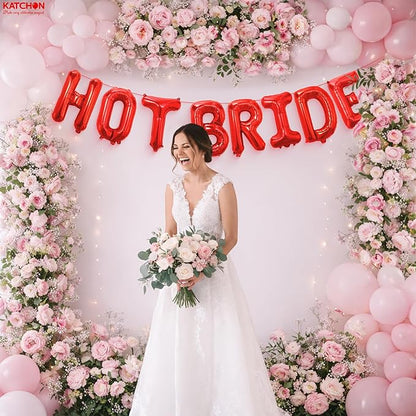 KatchOn, Red Hot Bride Balloons - 16 Inch | Bridal Shower Decorations, Bachelorette Party Favors | Red Bride Balloon for Bride To Be Decorations | Wedding Balloons, Wedding Shower, Bridal Shower Decor