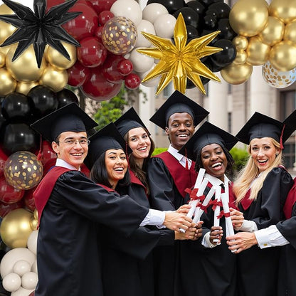 Amandir Burgundy Balloons Garland Arch Kit for Graduation Party Decorations, 145Pcs Maroon Black Gold Confetti Balloons with Foil Star for 2026 Graduation College Congrats Grad Class Birthday Supplies