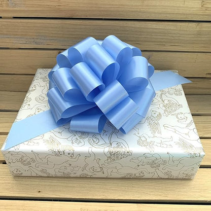 Light Blue Ribbon Pull Bows - 9" Wide, Set of 6, Easter, Spring, Gift Bows, Presents, Birthday, Baby Shower, Basket, Decoration, Office, Classroom, Fundraiser, Wedding, Reception, School, Graduation