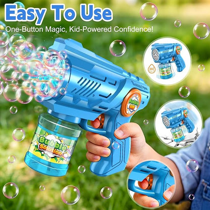 Bubble Gun Machine for Kid & Toddler: 2PCS Bubble Blaster Guns with Bubble Solution Refill & LED Light - Automatic Bubble Blower for Kids 4-8 - Great Party Toys for Outdoor Parties Wedding Birthday
