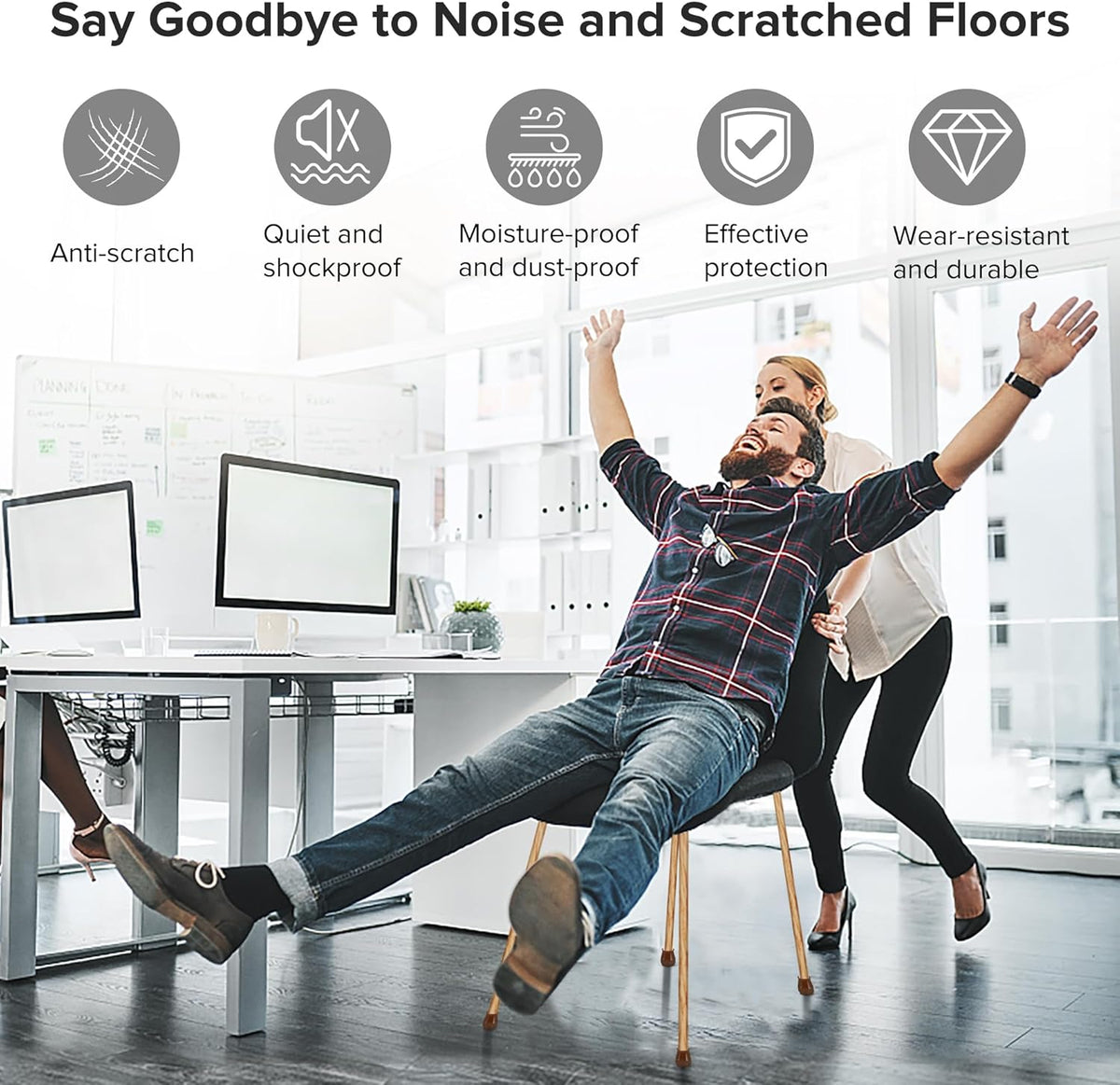 24PCS Upgraded Silicone Chair Leg Floor Protectors for Hardwood Floors, Furniture Sliders for Chair Legs, Felt Bottom Furniture Pads, Anti-Slip Round&Square Cap Covers to Scratch and Reduce Noise
