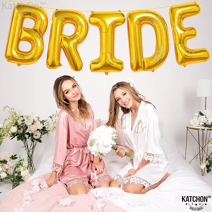KatchOn, Giant Gold Bride Balloons - 40 Inch | Bachelorette Party Decorations | Gold Bride Balloon for Bridal Shower Decorations | Bridal Shower Balloon | Bachelorette Balloons