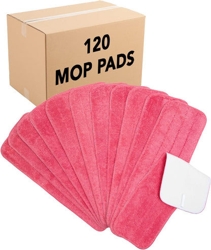 Arkwright Spray Mop Replacement Pads - (Case of 120) Bulk Microfiber Flat Dry and Wet Refill Mop Pads Floor Cleaning, Compatible with Bona and Rubbermaid, Fits All Mop Heads, 18 in, Red