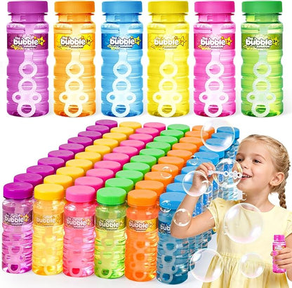 AuroTops 60 PCS Bubble Bottles with Wand Assortment for Kids,Bubbles in Bulk,4oz Bubble Solution Summer Toys for Kids Bubbles Party Favors,Birthday Party Supplies,Indoor & Outdoor Activities,6 Colors