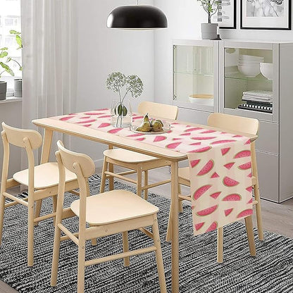 Fruits Table Runner, Tasty Summer Fruit Watermelon Stripes Fun Art Print Table Runner for Kitchen Dining Party Holiday Home 13x36in