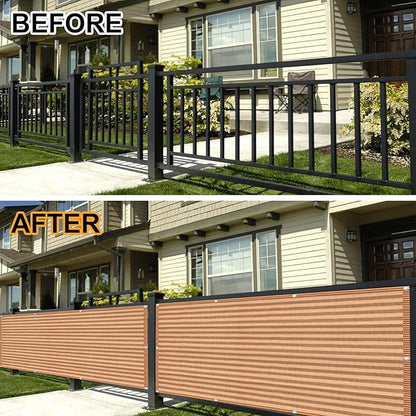 Eden's Decor Balcony Privacy Screen Brown/Khaki 2'6"x 22' Cover Mesh Windscreen Weather-Resistant UV Protection for Backyard Deck, Patio, Balcony, Pool, Porch, Fence, Railing, Gardening