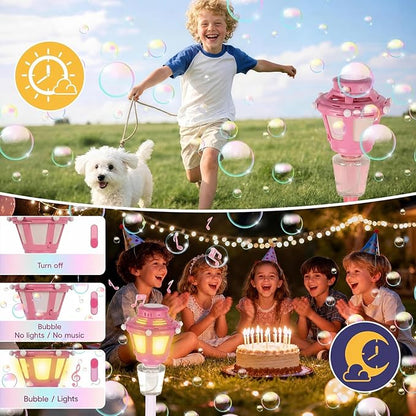 Automatic Bubble Machine with Music & Lights, Battery Operated Bubble Blower Maker for Kids and Adults, Outdoor Toy for Wedding, Birthday & Party