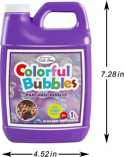 Lulu Home 2 Packs Bubble Concentrated Solution, 1 L/ 33.8 OZ Bubble Refill Solution for Kids Bubble Machine, Giant Bubble Wand, Bubble Blower Toys, Birthday Party Favors (Purple Bottle)