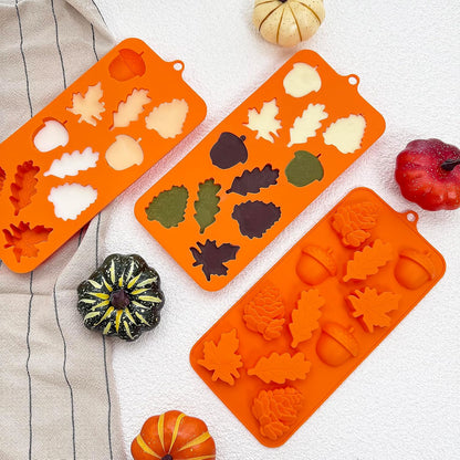 3Pack Fall Chocolate Mold Thanksgiving Silicone Candy Molds Halloween Autumn Harvest Festival Baking Mold Chestnuts, Pine Cones