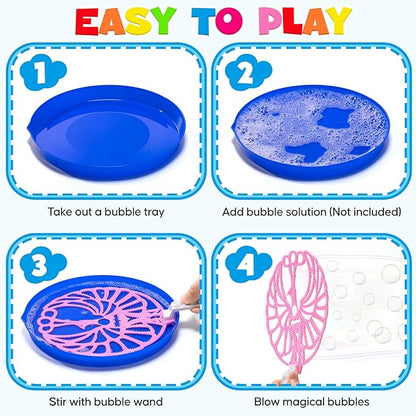 10 Pcs Bubble Wands Set, Big Bubble Wand for Kids Adults with Tray, Large Bubble Makers Bulk for Summer Outdoor Activities Birthday Gifts Party Favors