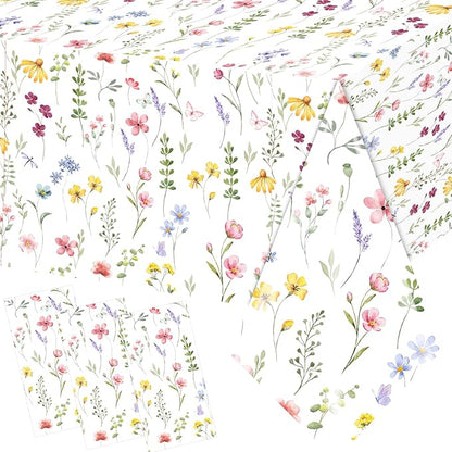Juweked 3Pcs Colorful Wildflower Table Cloth Plastic Floral Table Cloth Flower Tablecloth Wildflower Party Decorations Butterfly Tablecloth Spring Tablecloths for Party Birthday Baby Shower Wedding