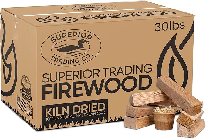 Superior Trading Natural Oak Mini Fire Stick w/Fire Starter Pods, Fireplaces, Wood Stove, Pizza Oven, Campfire, Fire Starter Kit, USDA Certified Kiln, USA Made, 30 Lbs
