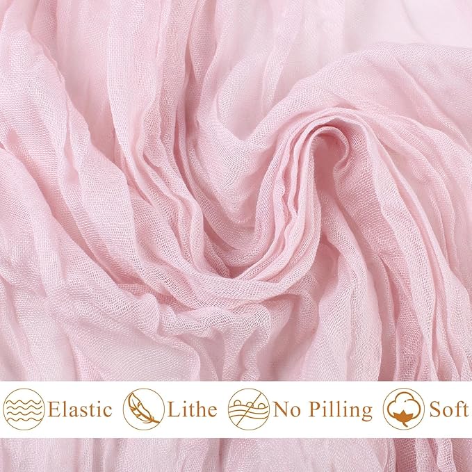 Pink Cheesecloth Table Runner 10FT Boho Rustic Sheer Cheese Cloth Table Runners 120 Inch Gauze Table Decorations for Wedding Bridal Baby Shower Birthday Party Home Decor