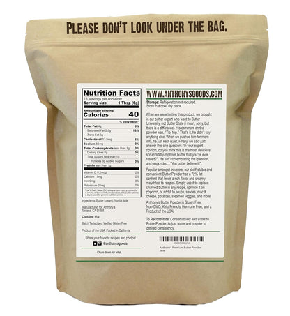 Anthony's Premium Butter Powder, 1 lb, Gluten Free, Non GMO, Made in USA, Keto Friendly, Hormone Free