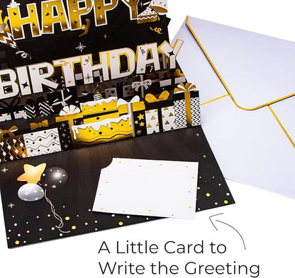 Ribbli Fireworks Musical Birthday Card and Iridescent Birthday Wrapping Paper