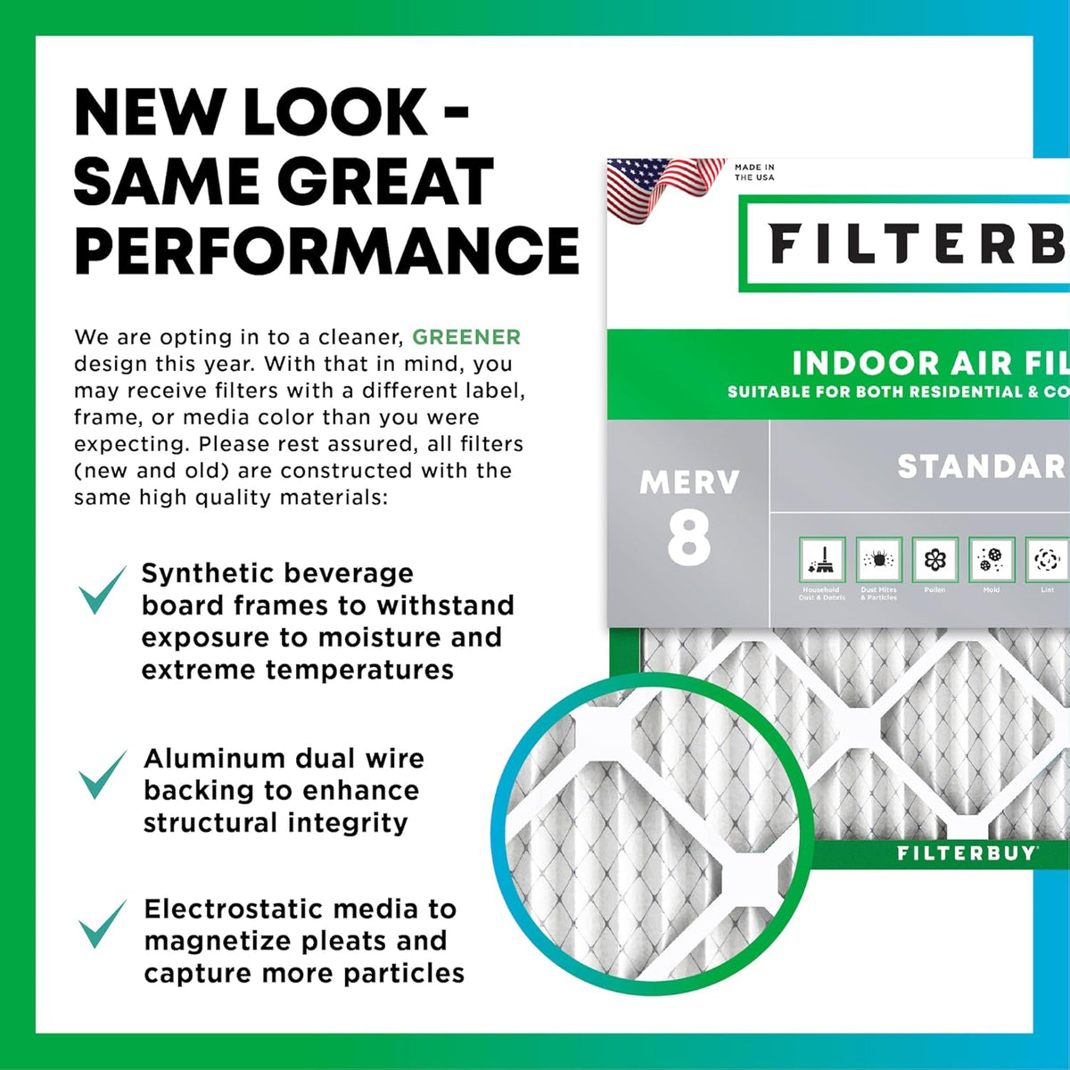 Filterbuy 10x20x1 Air Filter MERV 8 (MPR 700) Dust Defense Replacement (6-Pack), Electrostatic Pleated HVAC AC Furnace Filters, Made in USA (Actual Size: 9.50 x 19.50 x 0.75)