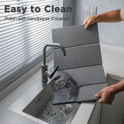 2PCS Stone Drying Mat for Kitchen Counter, Stone Dish Drying Mat - Diatomite Water Absorbing Drying Stone for Kitchen Counter Mat, Quick Dry Stone Mat Kitchen for Cups Dishes Bottles.