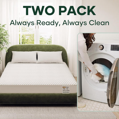OhGeni 100% Waterproof Mattress Protector, Mini Crib-2 Pack Size Mattress Pad, Fits 6"-20" Mattresses with Deep Pocket, Cooling, Breathable Fitted Sheets, Soft Bed Cover, Noiseless, Machine Washable